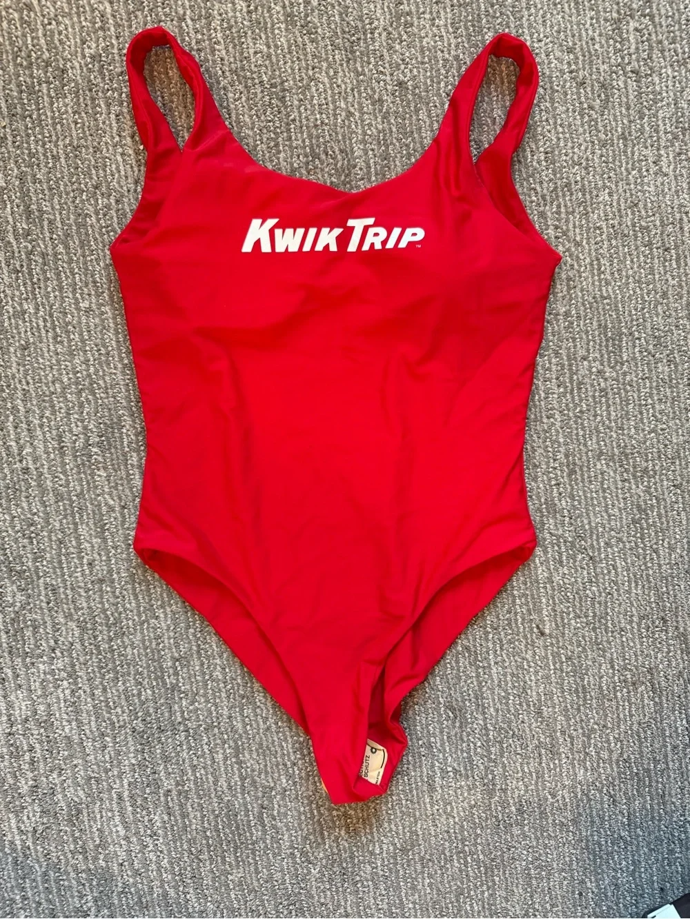 Kwik Trip Women’s XL Red One Piece Swimsuit Employee Logo Midwest Swimwear